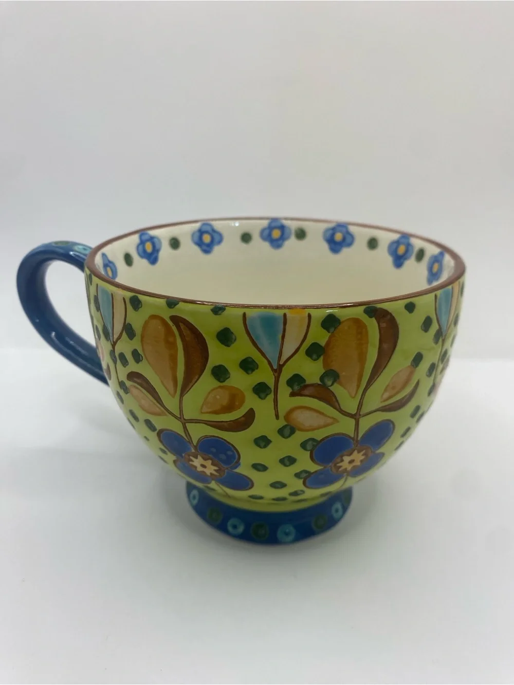 Coastal Imports Dutch Wax Mug Hand Painted Embossed Textured Jumbo Latte Cup
